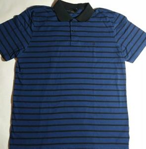 Volcom mens large blue/black striped polo